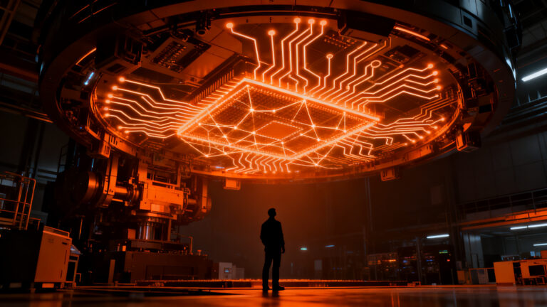 Representación visual de la alta demanda de semiconductores para IA y los desafíos de fabricación de ASML en la industria tecnológica.