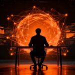 Solopreneur liderando una startup impulsada por inteligencia artificial, representando el auge del emprendimiento en solitario en España.