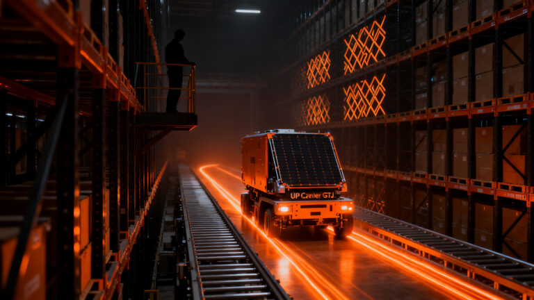 Carro satélite UP-Carrier GTJ automatizando almacenes de alta densidad, tecnología de intralogística de Jungheinrich y Automha.