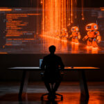 Desarrollador trabajando con agentes de IA para crear un videojuego RTS mediante vibe coding y automatización de software.