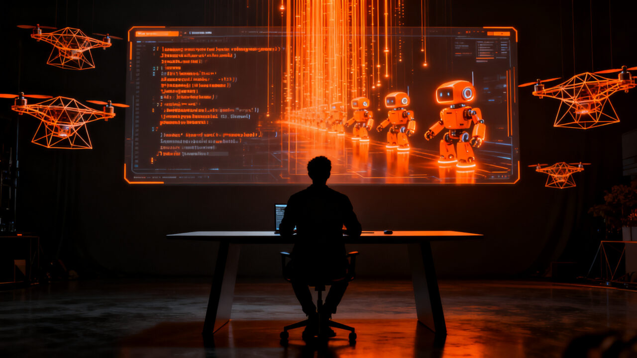 Desarrollador trabajando con agentes de IA para crear un videojuego RTS mediante vibe coding y automatización de software.