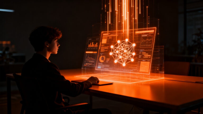 Joven estudiante en Colombia accediendo a oportunidades de formación tecnológica con becas de Google en IA y ciberseguridad.