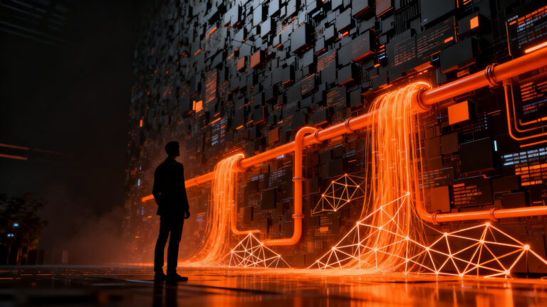 Agentes de IA interactuando con plataformas de comercio electrónico, representando la estrategia digital y el futuro del comercio agéntico.
