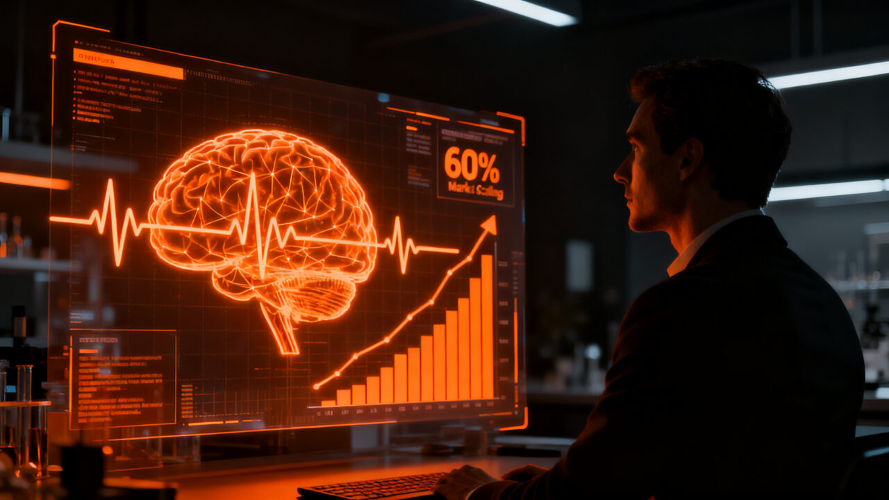 Emprendedor colombiano analizando resultados de validación científica de Bioboosters para suplementos cognitivos tras Shark Tank.