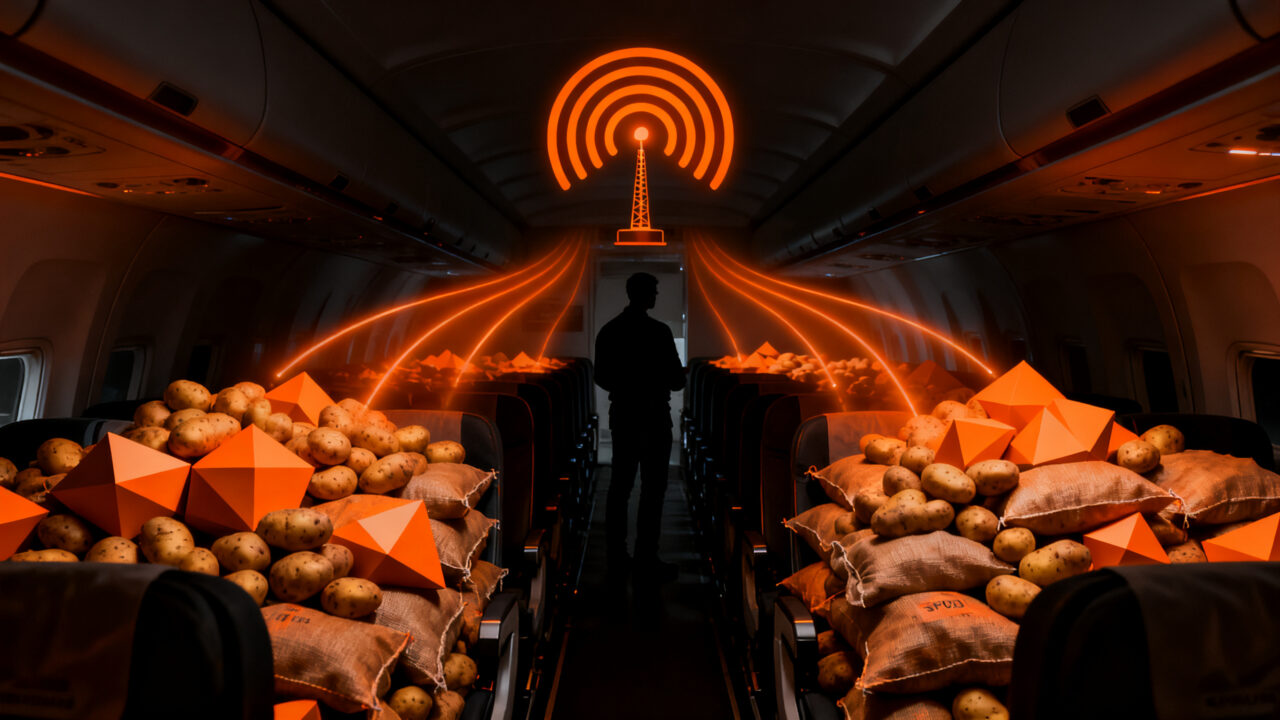 Pruebas de conectividad WiFi a bordo de un avión usando el proyecto SPUDS de Boeing con carga inusual.