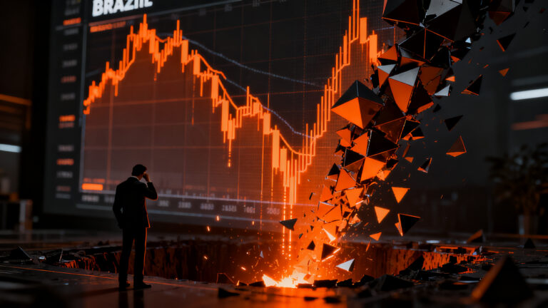 Caída del mercado brasileño y desplome de acciones financieras tras elecciones, representando riesgo fiscal y volatilidad financiera.