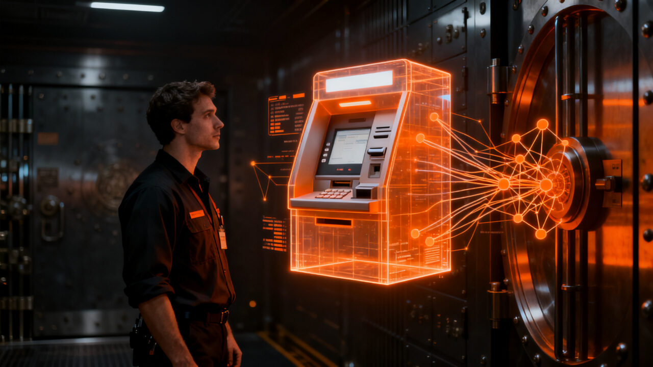 Transformación digital en banca mediante mantenimiento predictivo con IA y gemelos digitales en cajeros automáticos.