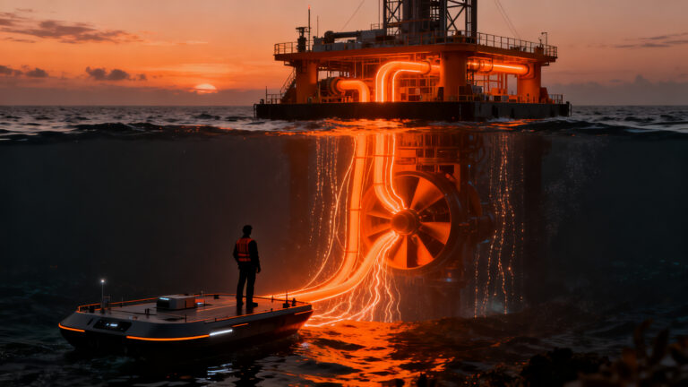Prototipo flotante de energía maremotérmica OTEC en Canarias, liderando la innovación en energías renovables y sostenibilidad marina.