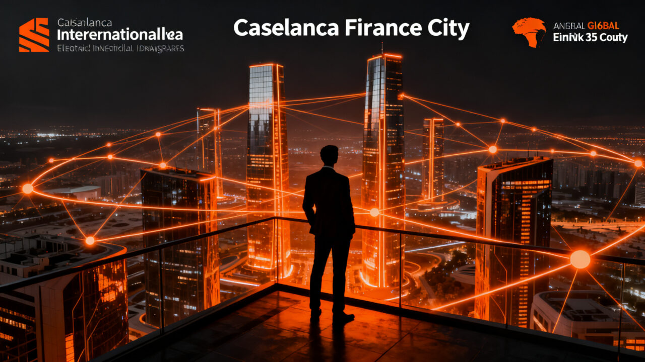 Vista panorámica del distrito financiero de Casablanca Finance City, representando su expansión como hub estratégico para inversiones en África.