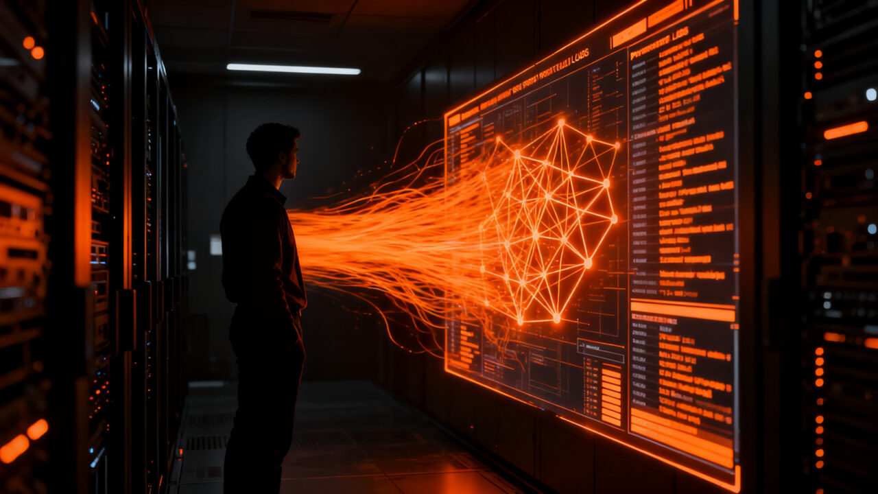 Agente de IA accediendo a datos privados en un entorno de ciberseguridad corporativa, representando los riesgos de vulnerabilidad.