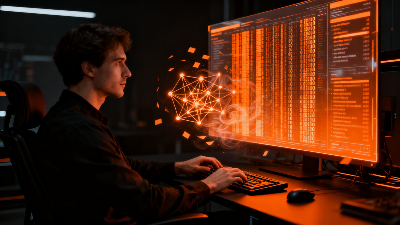 Analista de sistemas utilizando IA para detectar errores ocultos en los logs del Visor de eventos de Windows.