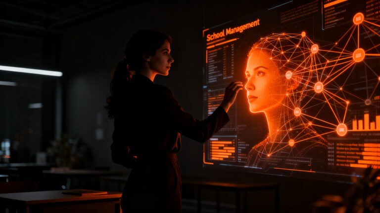 Rayén Inostroza, ganadora de InspiraTEC 2026, interactuando con la plataforma de inteligencia artificial ChatLPO para la gestión escolar en Chile.
