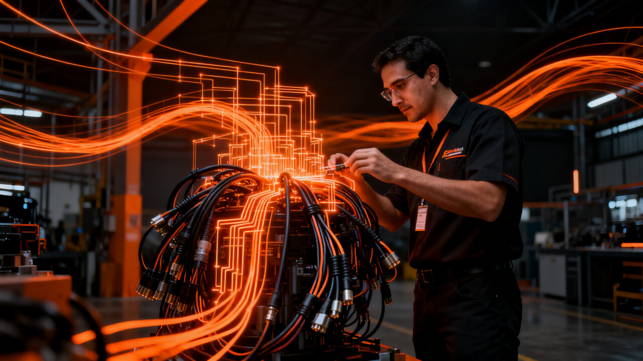Representación de manufactura de arneses eléctricos y proveeduría automotriz para Expo Wiretech 2026 en Chihuahua.