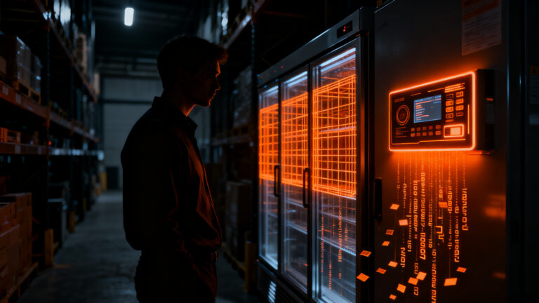 Ciberseguridad en IoT industrial, mostrando un técnico analizando vulnerabilidades en infraestructura crítica tras un ataque.
