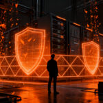 Representación visual de ciberseguridad industrial protegiendo infraestructura crítica contra ataques, usando SYN greylisting.