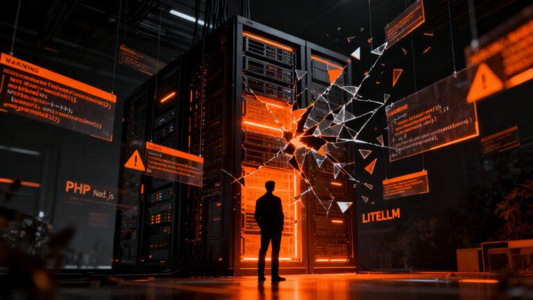 Ciberseguridad y vulnerabilidades críticas en PHP, Node.js y LiteLLM, representando el riesgo en la infraestructura cloud.