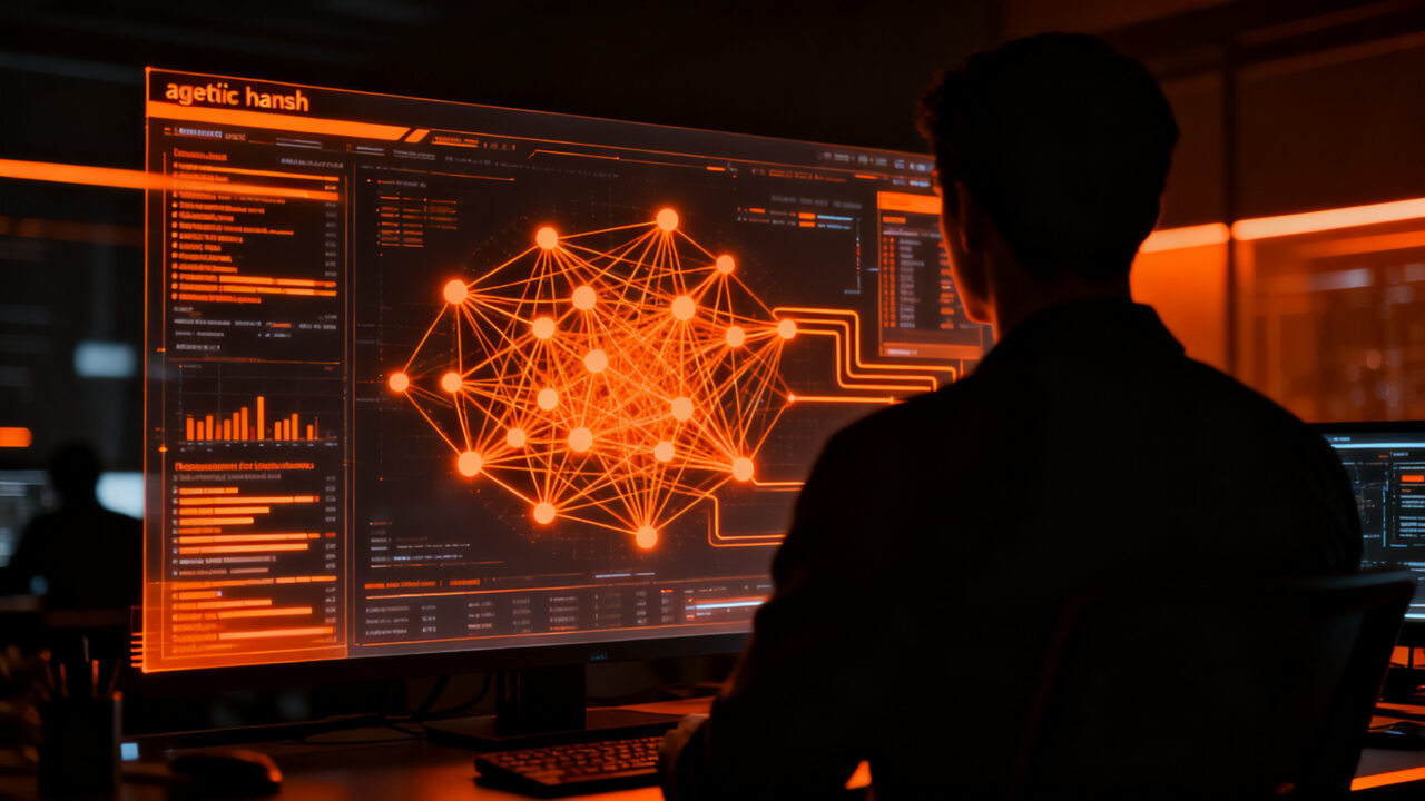 Representación visual de agentes de IA de Cloudflare trabajando en ciberseguridad, analizando amenazas en tiempo real.