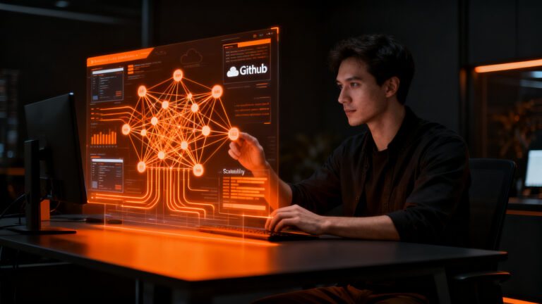 Agente de inteligencia artificial integrándose en el flujo de trabajo corporativo de una startup, concepto de Cloudflare OS.
