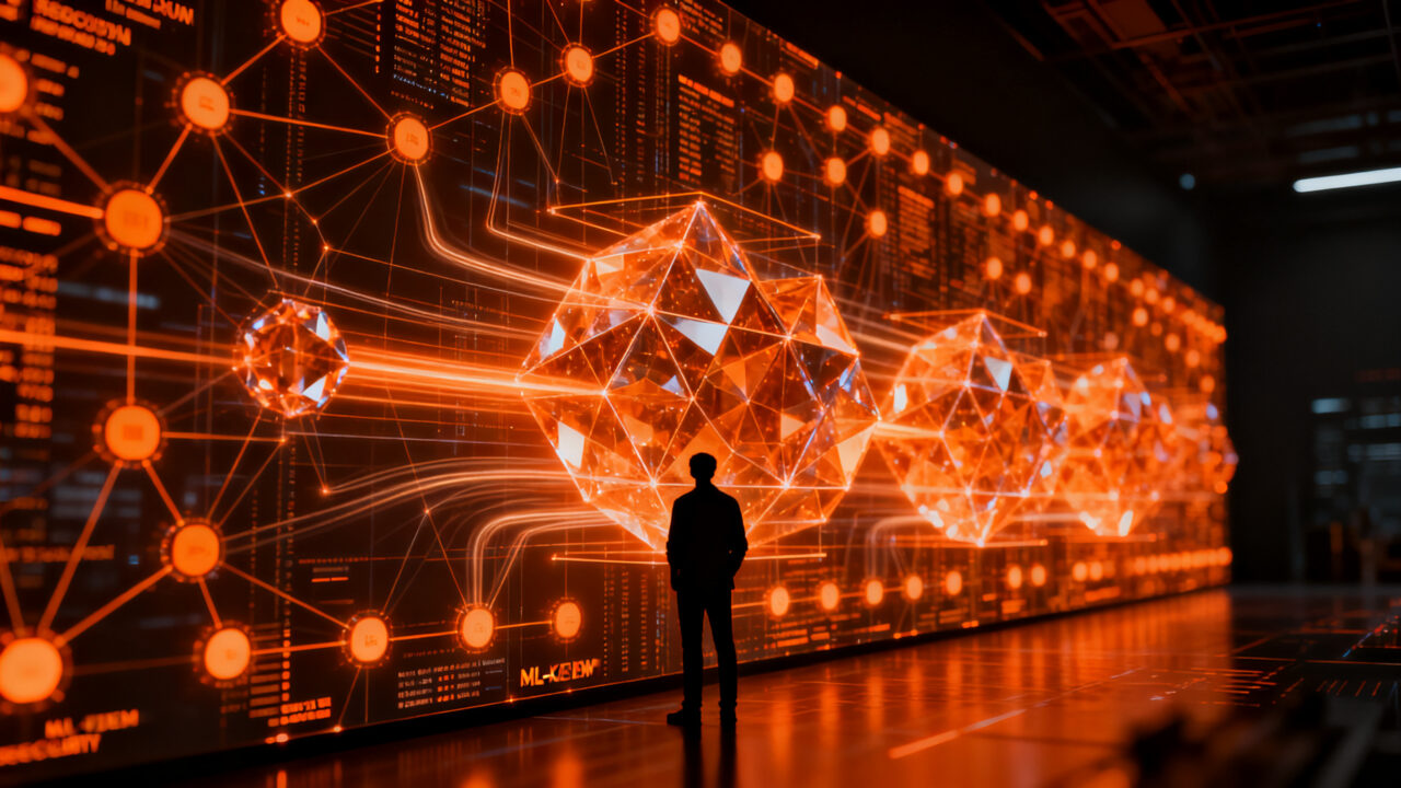 Arquitecto de sistemas digitales implementando criptografía post-cuántica en un entorno de servidor seguro.