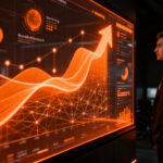 Un CMO analizando datos estratégicos y creatividad en un entorno empresarial moderno para destacar la importancia del liderazgo en marketing.