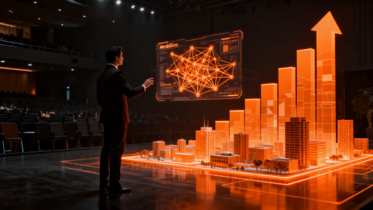 Evento Coinmo en Medellín: profesionales del real estate explorando el futuro de la inteligencia artificial y ventas digitales.