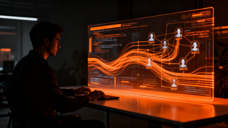 Ingeniero backend especializado en fintech de riesgo con IA trabajando en un entorno tecnológico avanzado.