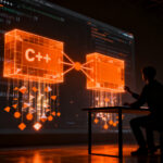 Ingeniero de software programando C++26 con contratos de precondiciones y postcondiciones en un entorno digital avanzado.