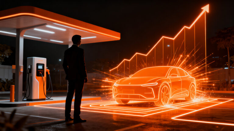 Crecimiento de la electromovilidad y venta de vehículos electrificados en Perú, representando el auge del mercado automotor sostenible.