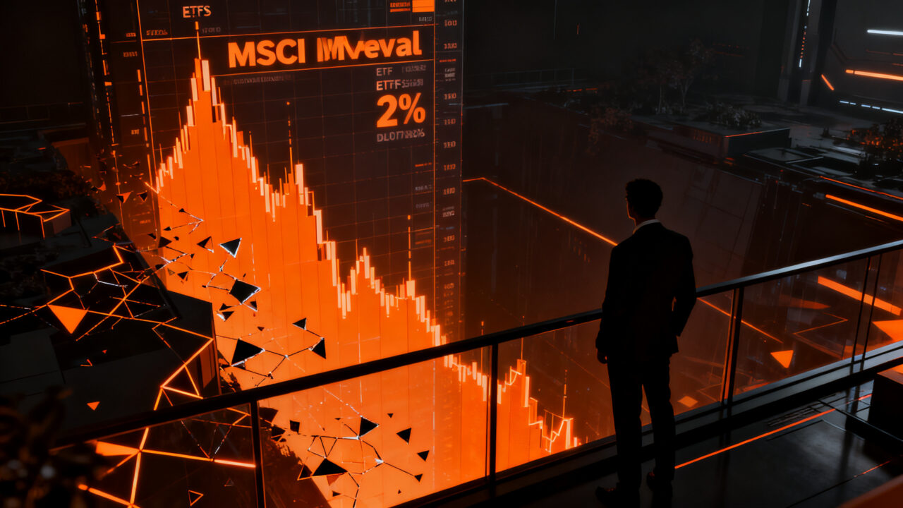 Análisis del debut del índice MSCI Merval con caída en el mercado financiero, representando la volatilidad de las inversiones bursátiles.