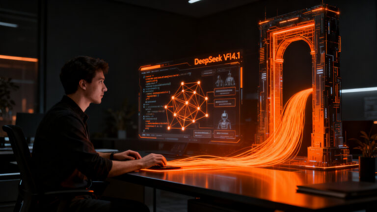 Desarrollador integrando DeepSeek V4.1 Flash en Vercel AI Gateway para potenciar agentes de IA en startups.