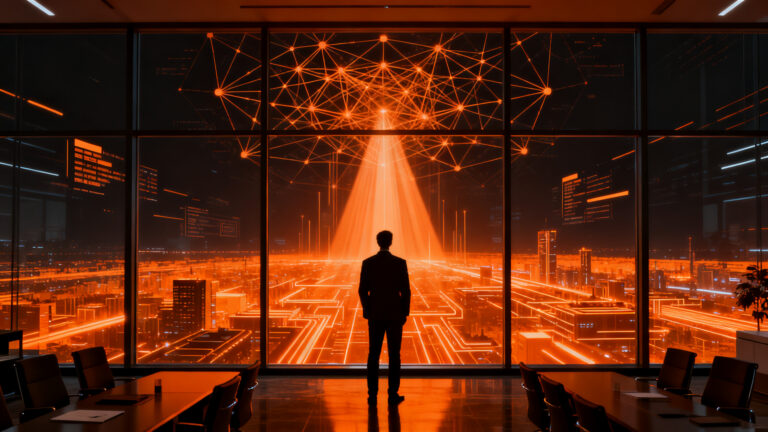 Fundador de empresa analizando estrategias de IA y transformación digital para escalar su negocio.
