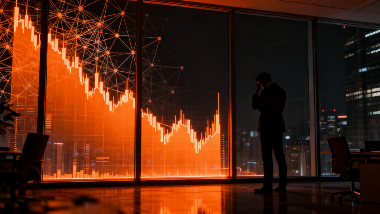 Caída de Wall Street por dudas sobre la rentabilidad de la inteligencia artificial, reflejada en un mercado tecnológico en tensión.