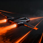 Dron interceptor de alta velocidad persiguiendo un objetivo en un entorno de defensa tecnológica, representando la innovación en counter-UAS.