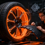 Prototipo de neumático modular ECOTIRE desarrollado por la UC3M, representando la innovación en economía circular y sostenibilidad automotriz.