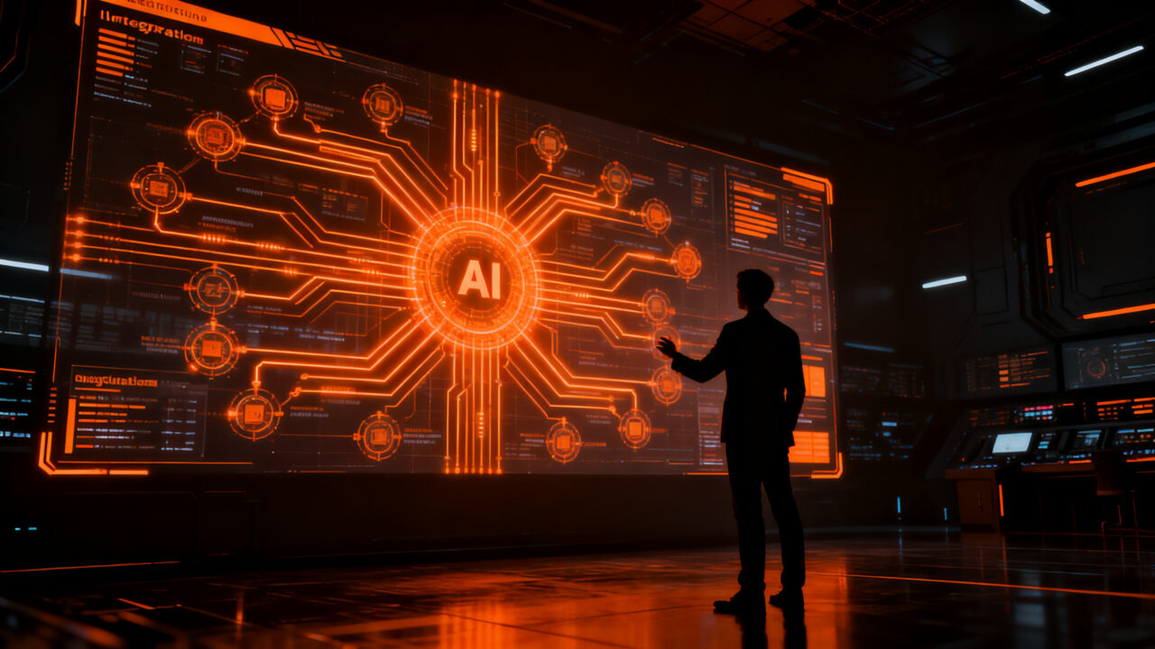 Agente de IA analizando flujos de datos regulatorios complejos para el sector financiero y salud, representando automatización y cumplimiento normativo.