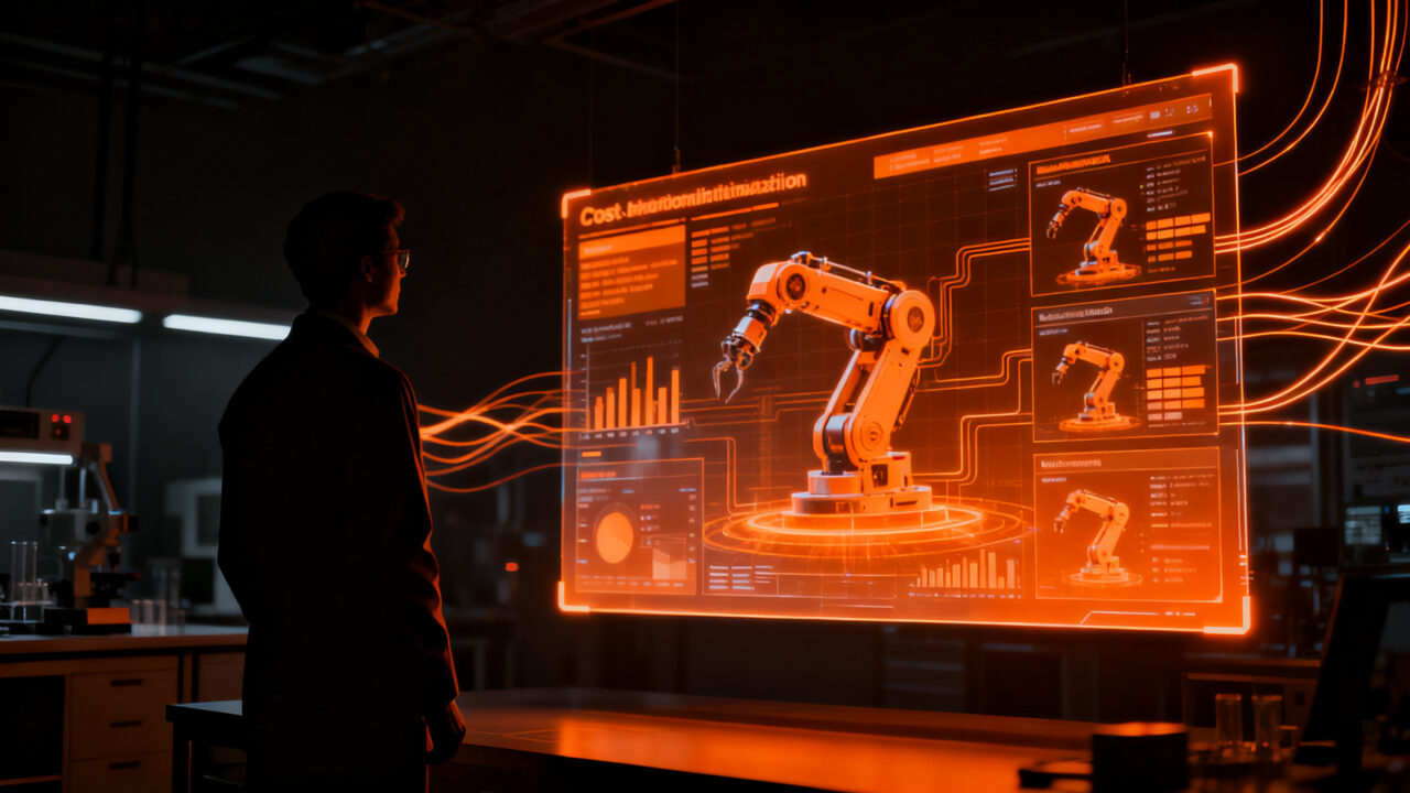 Modelo de IA multimodal Glimpse de Elorian analizando datos visuales con alta eficiencia y bajo costo para robótica.