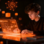Estudiante interactuando con una plataforma de IA educativa personalizada, representando la innovación de la EdTech mexicana Emmi en el aprendizaje infantil.