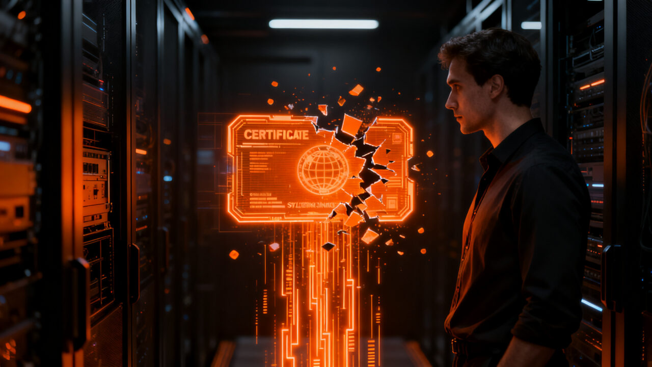 Ciberseguridad y certificados TLS comprometidos: profesional analizando vulnerabilidades en infraestructura digital.