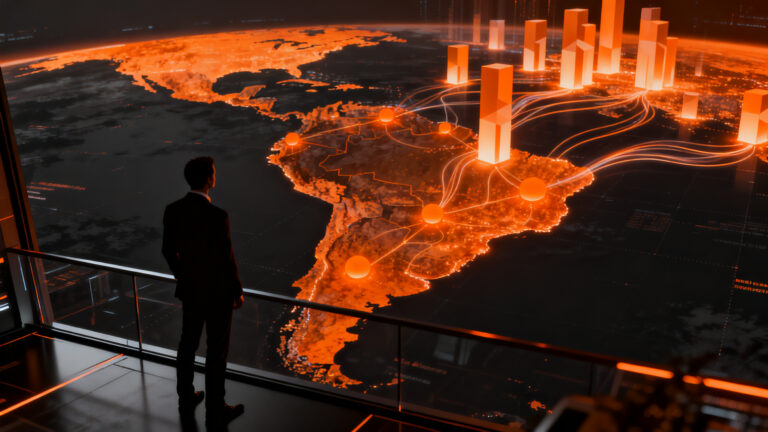 Gráfico de inversión de venture capital en startups de Latinoamérica, destacando el liderazgo de Brasil y México en el ecosistema emprendedor.