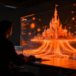 Desarrollador trabajando en entorno AI-first para Epic Games y Disney, representando el futuro de la creación de software con inteligencia artificial.