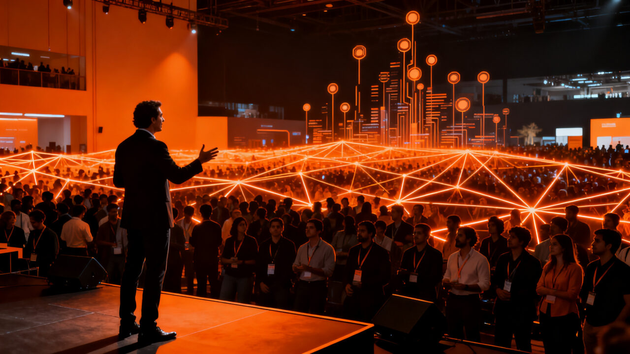 Multitud de emprendedores conectados en el EtMday 2026, el mayor evento de networking y startups de LATAM en Santiago.