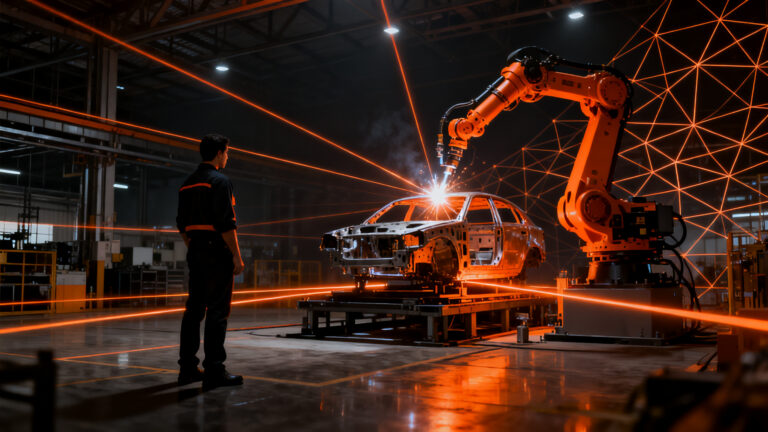 Representación visual de la automatización industrial y el clúster automotriz en la Expo Potosí Industrial 2026.