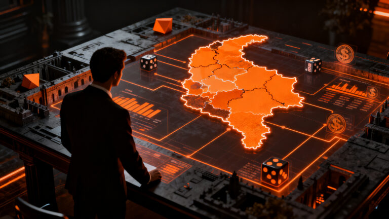 Representación visual de la tensión entre la regulación fiscal y el sector de apuestas y casinos en Colombia, con enfoque en la reforma tributaria.