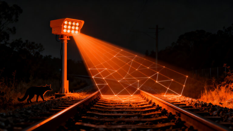 Sistema de Inteligencia Artificial Flox Intelligence detectando fauna cerca de infraestructuras críticas para prevenir accidentes.