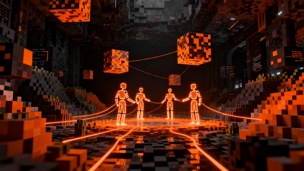 Agentes autónomos de IA de Google DeepMind jugando Minecraft, representando el futuro de la automatización y la inteligencia artificial agente en startups.
