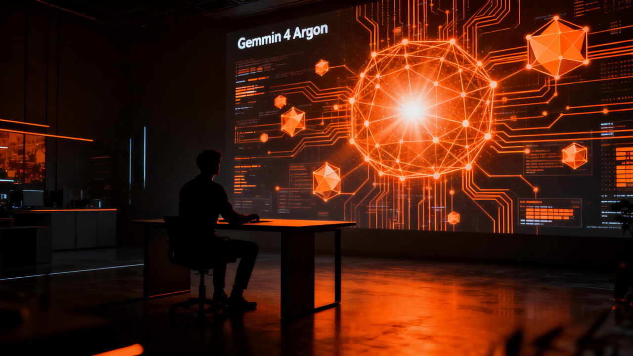Desarrollador trabajando con la API de Gemini 4 Argon, representando el futuro de la IA multimodal y agentes inteligentes.