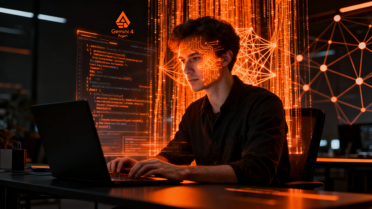 Desarrollador trabajando con Gemini 4 Argon, la nueva IA de Google DeepMind para automatización y escalabilidad empresarial.