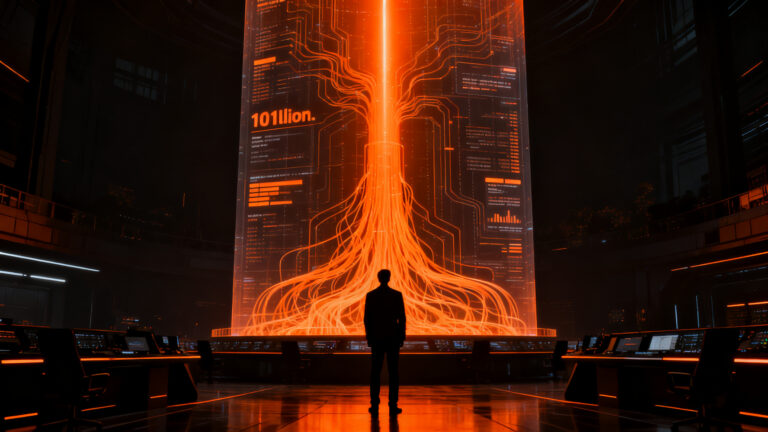 Representación visual de la capacidad de procesamiento de IA de Gemini 4 Argon, mostrando un agente inteligente analizando flujos masivos de datos.