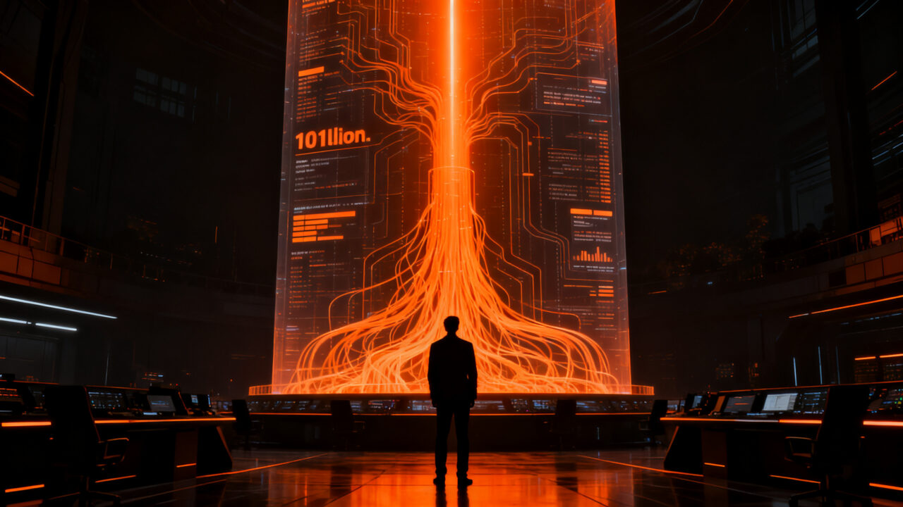 Representación visual de la capacidad de procesamiento de IA de Gemini 4 Argon, mostrando un agente inteligente analizando flujos masivos de datos.