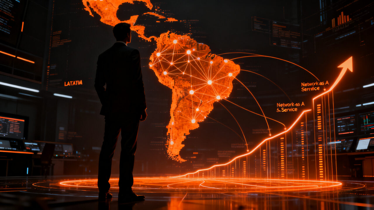 Líder tecnológico analizando nodos de infraestructura digital en el Global Leaders Forum, representando la conectividad en LATAM.